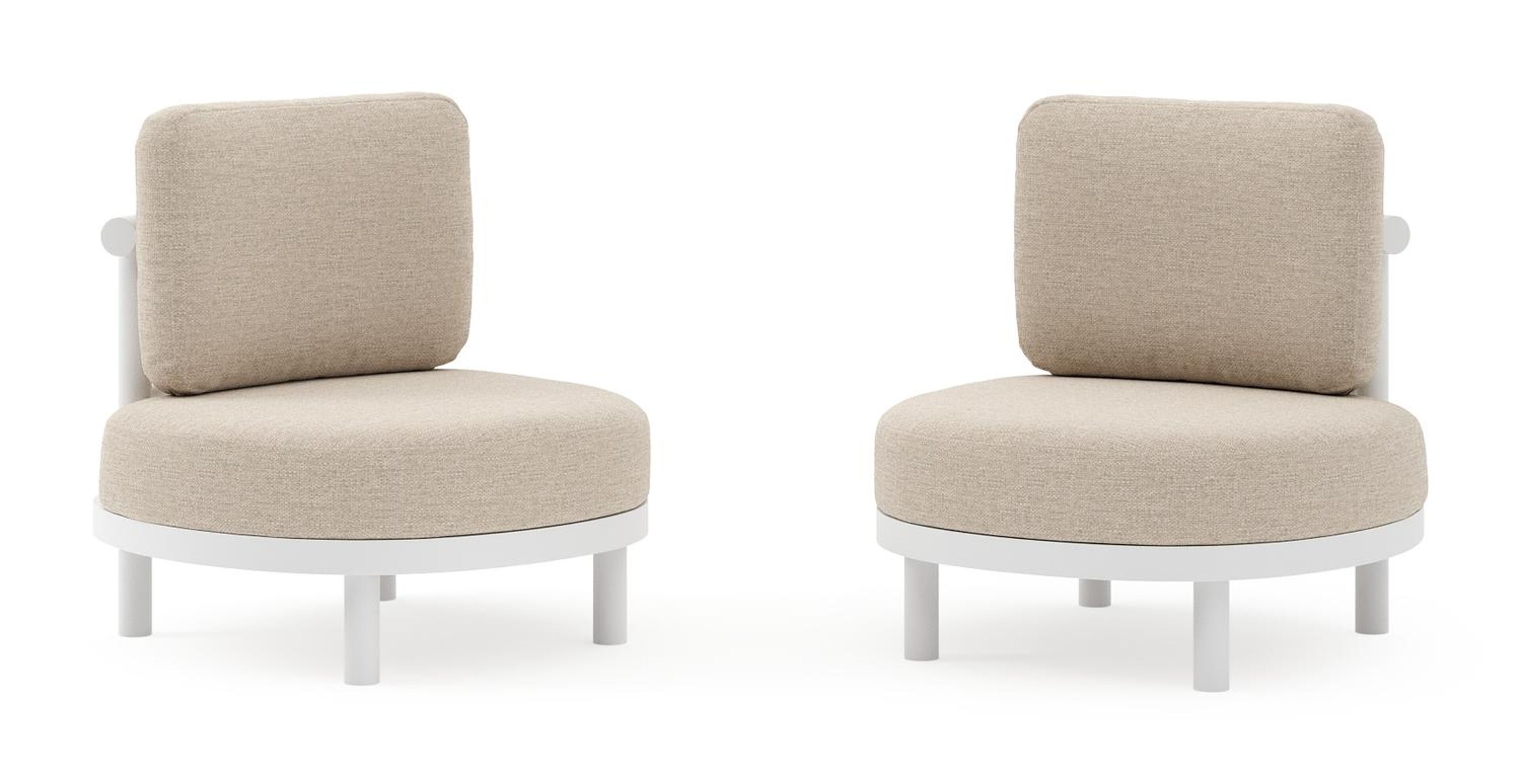 Set van 2 Lindo loungestoelen in wit aluminium met rustic weather+ softtouch kussens