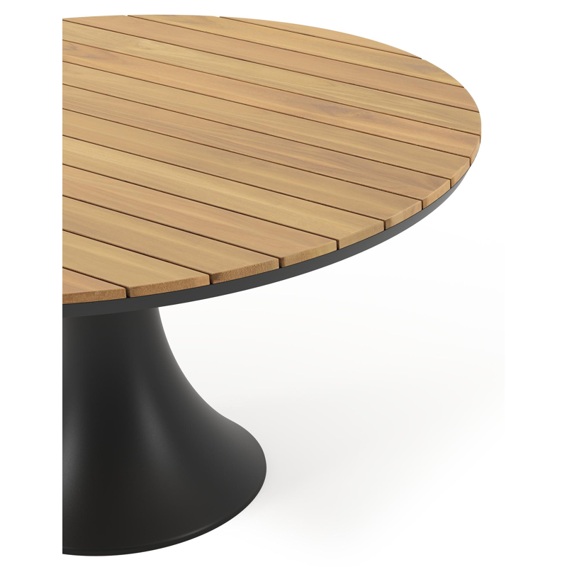 Fano tuintafel in zwart aluminium en teak - Dia. 148 x H 75 cm