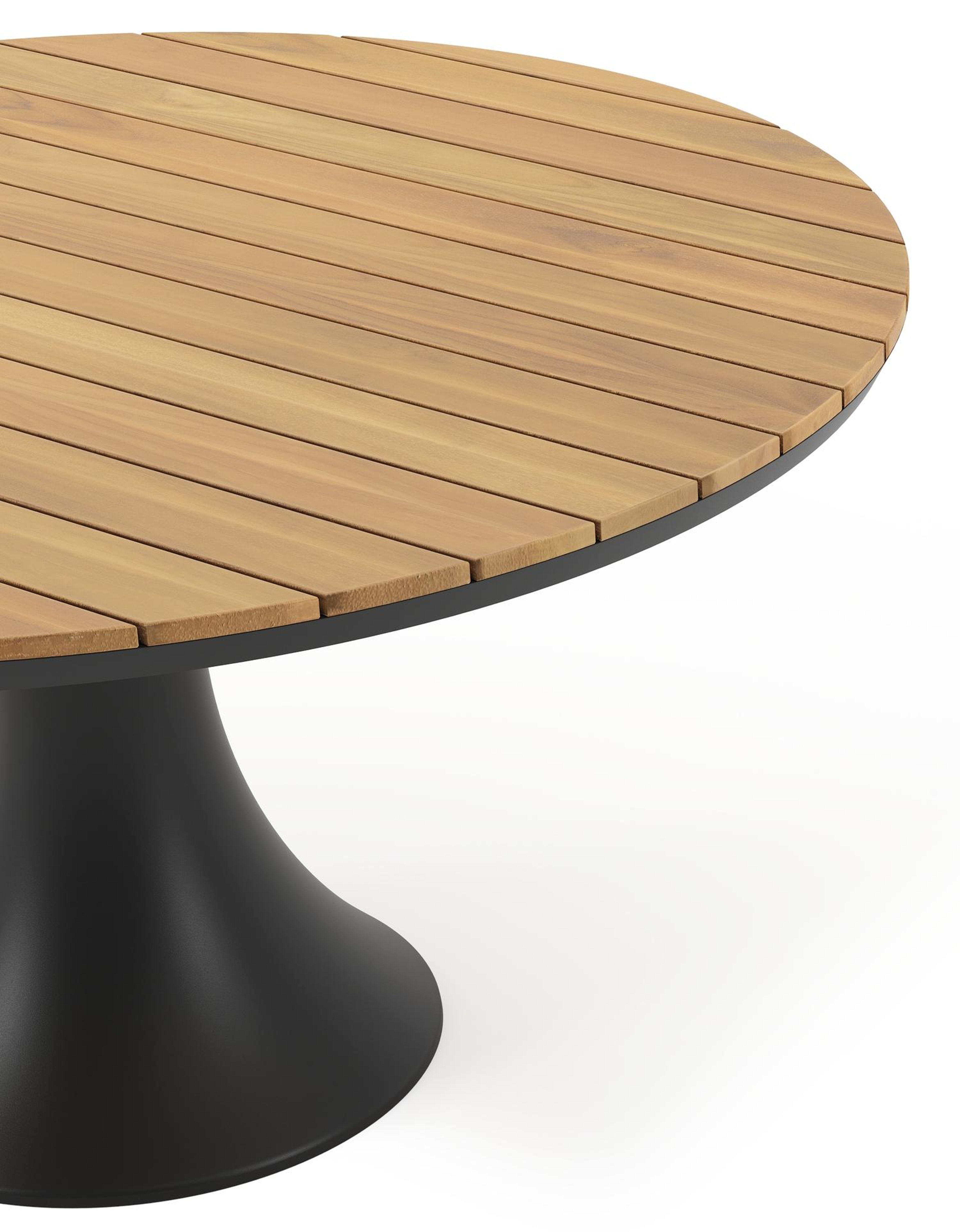 Fano tuintafel rond in zwart aluminium en teak - Dia. 148 x H 75 cm