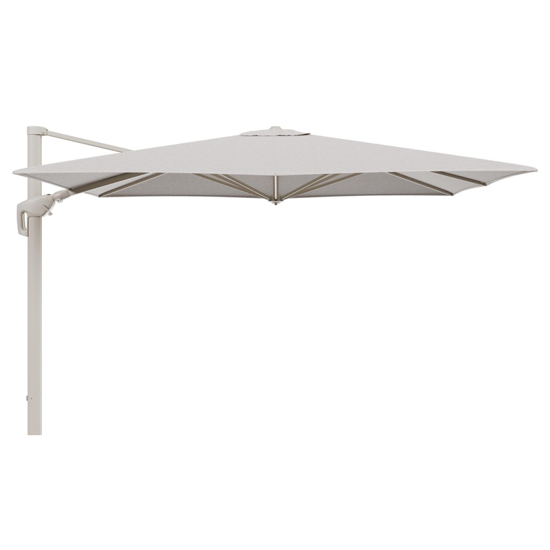 Minore zweefparasol met tiltfunctie in beige aluminium en Tundra Sand All Weather Sunbrella® Luxe parasoldoek - L1 280 x L2 370 cm (zonder voet)
