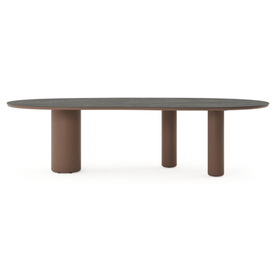 Table de jardin Amico organique en taupe aluminium et céramique pleine Black Obsession - Lg. 280 x Lrg. 120 x Haut. 73.5 cm