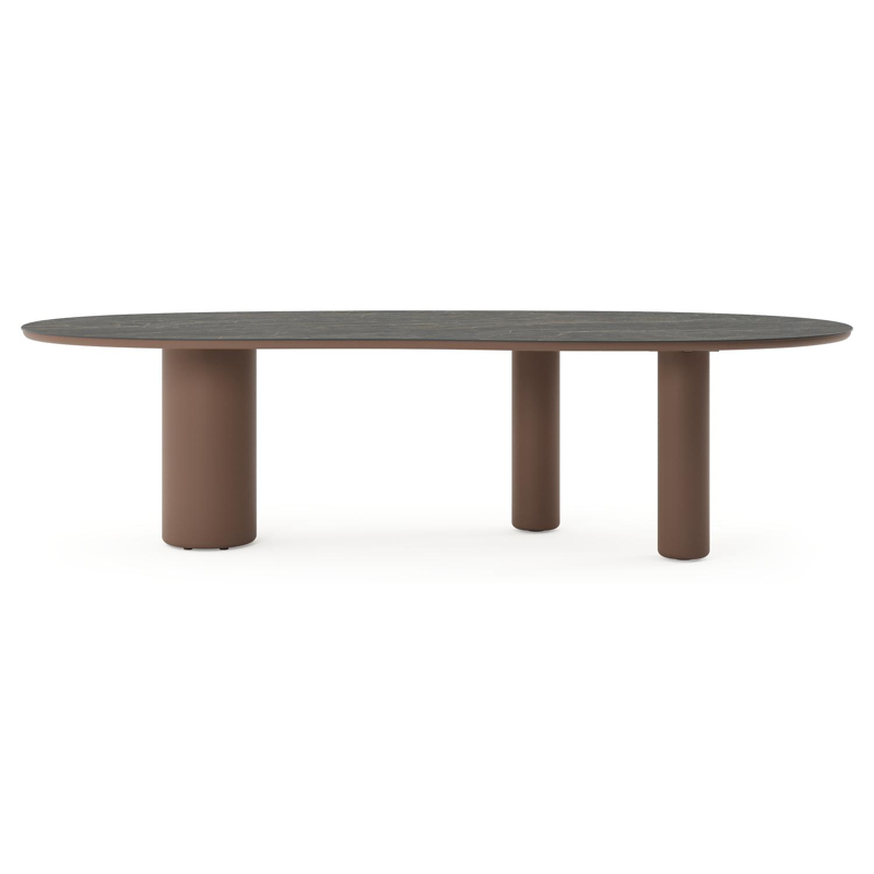 Table de jardin Amico organique en taupe aluminium et céramique pleine Black Obsession - Lg. 280 x Lrg. 120 x Haut. 73.5 cm