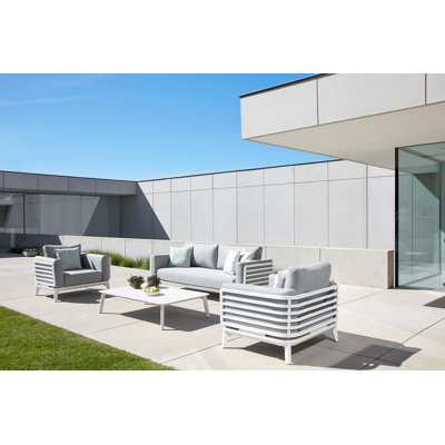 Mosa loungeset in wit aluminium met grijs weather+ softtouch kussens