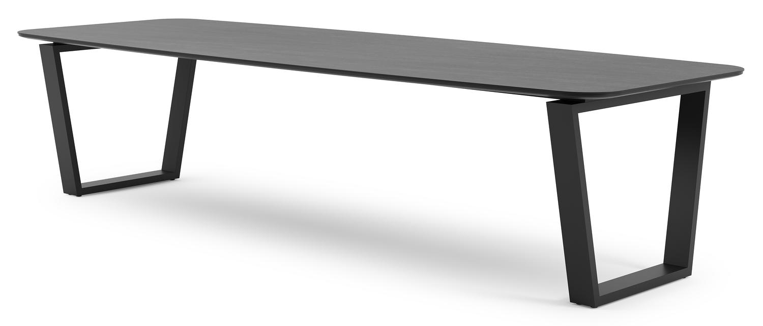 Table de jardin Pagino en aluminium noir et céramique pleine basalt black - Lg 315 x Larg. 115 x H 74 cm