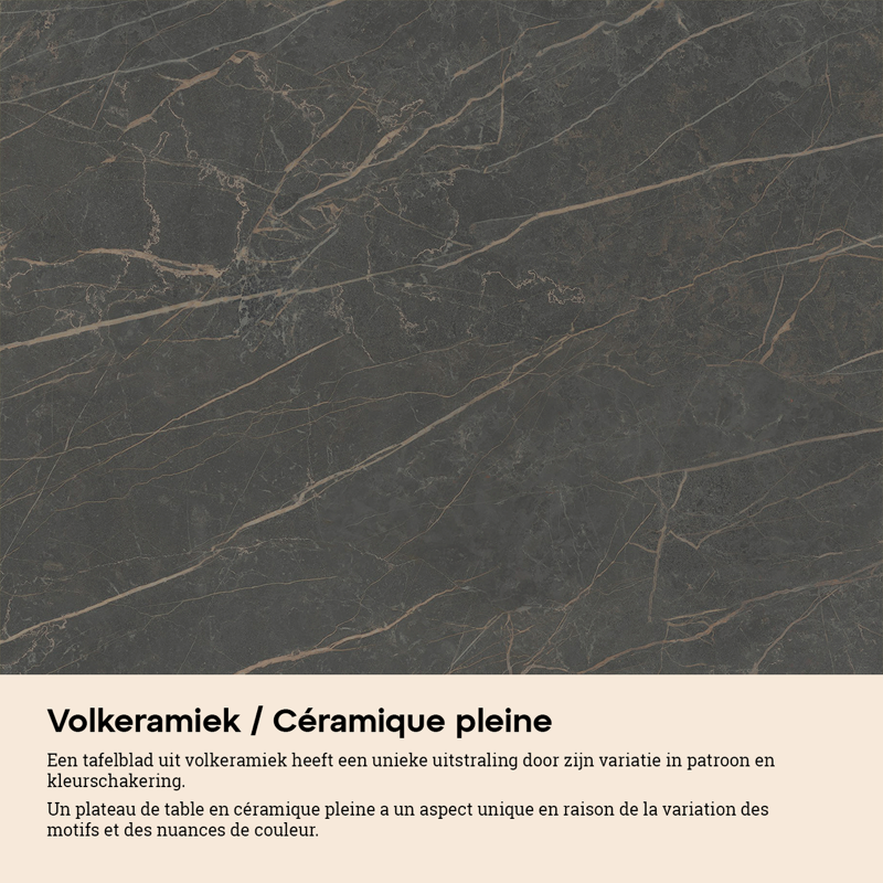 Donato tuintafel vierkant afgerond in zwart aluminium en volkeramiek black obsession - L 148 x B 148 x H 75 cm