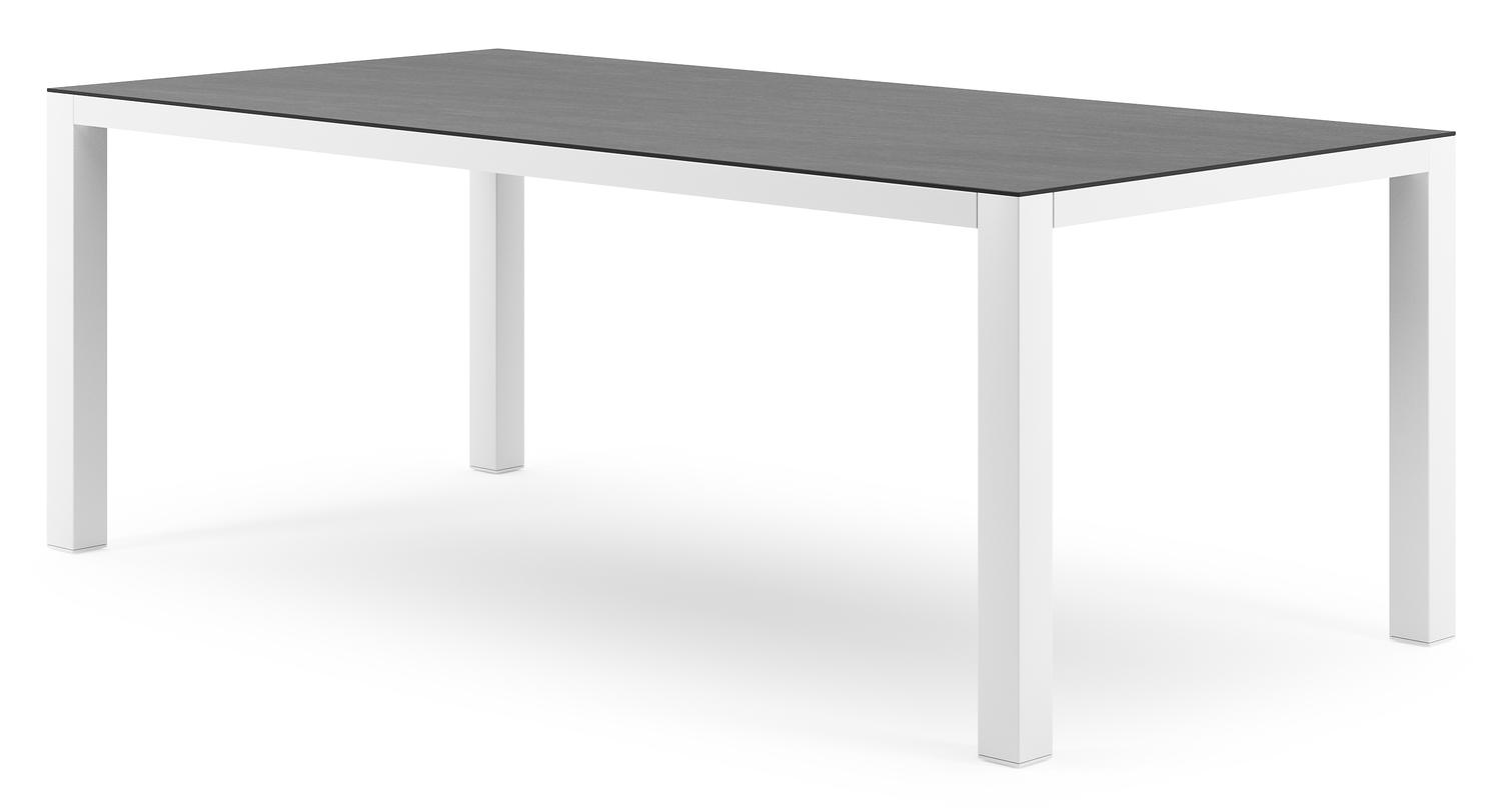 Como tuintafel in wit aluminium en volkeramiek Basalt Black - L 200 x B 100 x H 75 cm