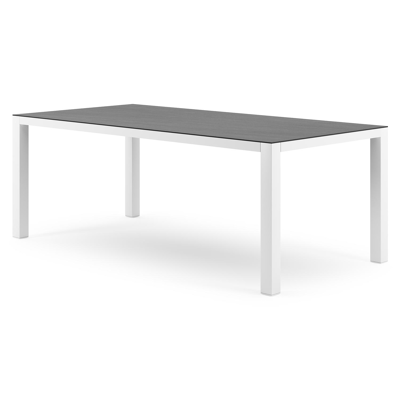 Como tuintafel in wit aluminium en volkeramiek Basalt Black - L 200 x B 100 x H 75 cm