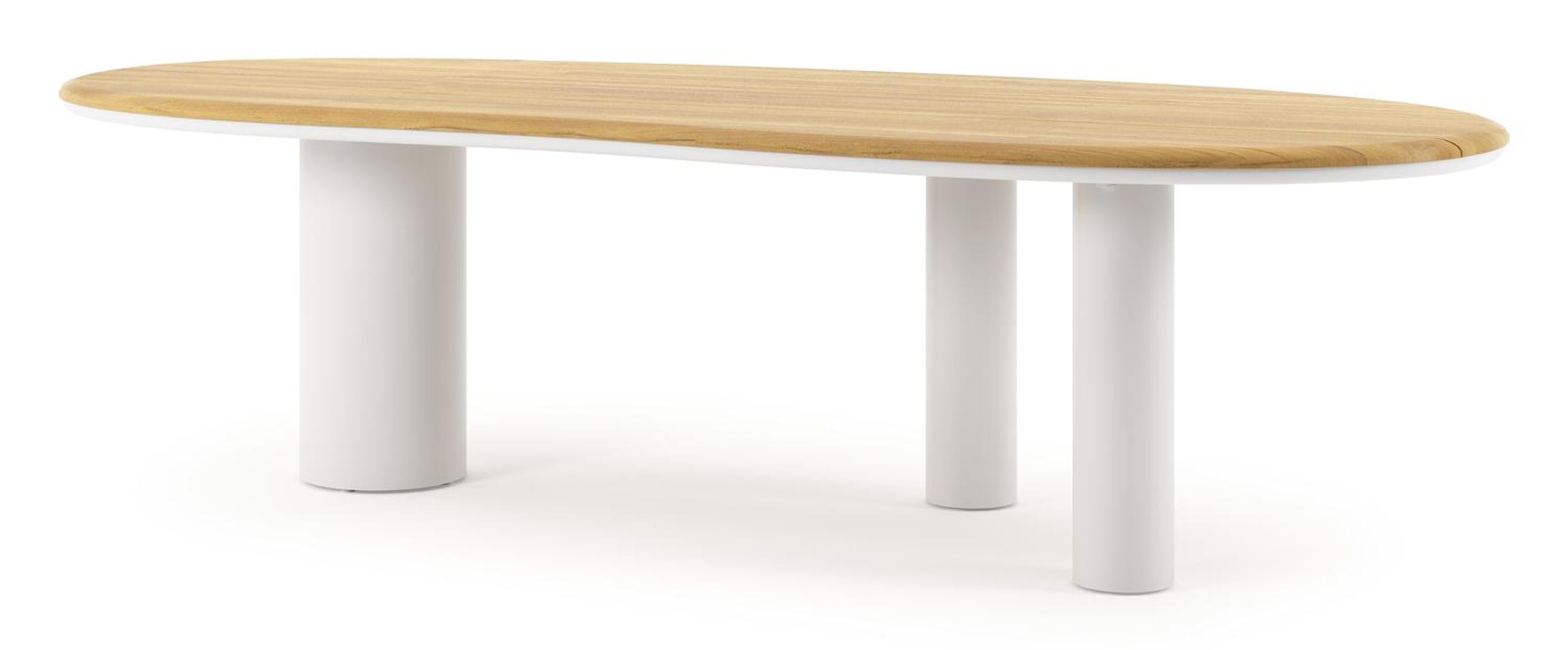 Organo tuintafel organisch in wit aluminium en teak L 280 x B 120 x H 74 cm