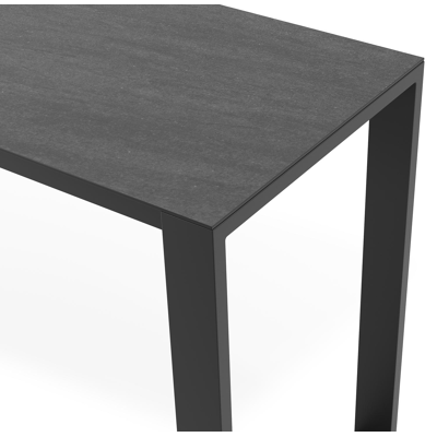 Table de jardin Verato en aluminium noir et céramique pleine basalt black - Lg 220 x Larg. 70 x H 106 cm