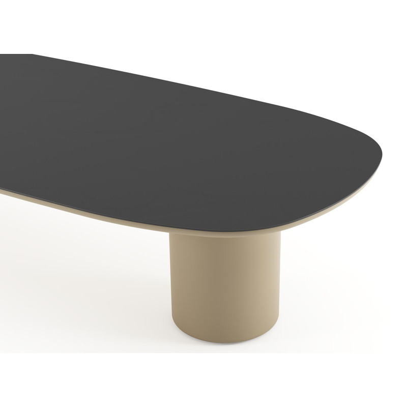 Table de jardin low dining Amico bombo en aluminium beige et céramique pleine Nero Black - Lg. 320 x Lrg. 130 x Haut. 61 cm