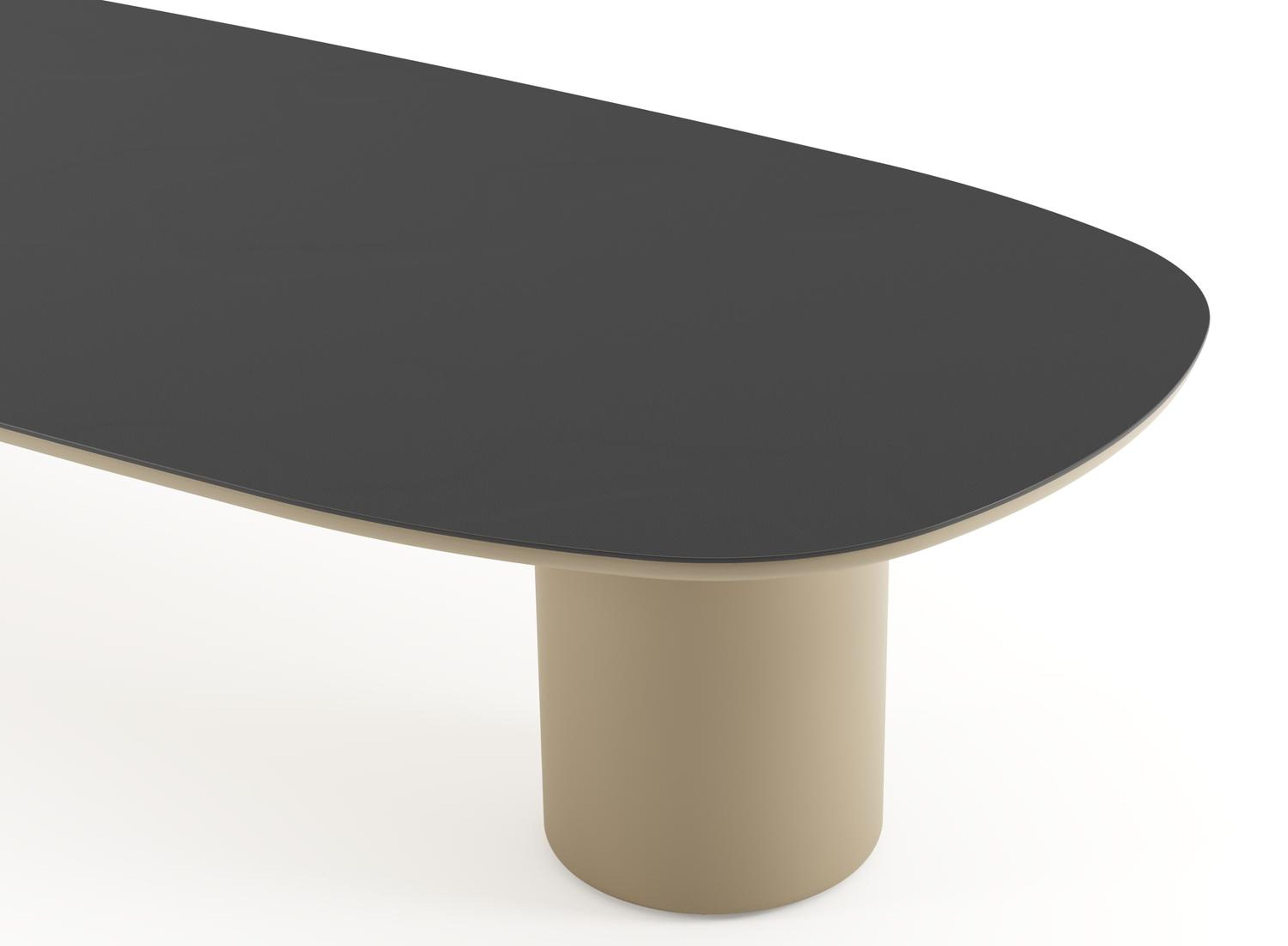 Table de jardin low dining Amico bombo en aluminium beige et céramique pleine Nero Black - Lg. 320 x Lrg. 130 x Haut. 61 cm
