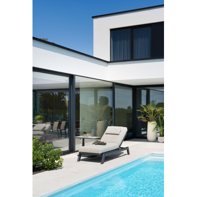 Table d'appoint Cirello Pop-up en aluminium noir et céramique pleine colorado dunes - Lg. 70 x Lrg. 80 x Haut. 66 cm