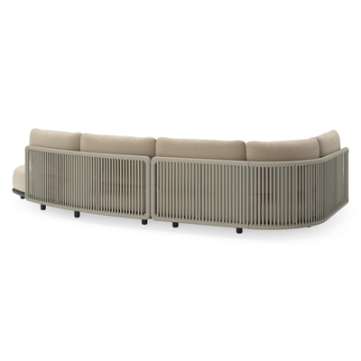 Lomano loungehoek in zwart aluminium en beige verticaal geweven luxe vlakke rope met Althea Chalk all weather cosytica