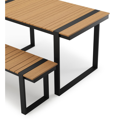 Merida loungetafel en bank in zwart aluminium en polywood - L 123 x B 70 x H 69.5 cm