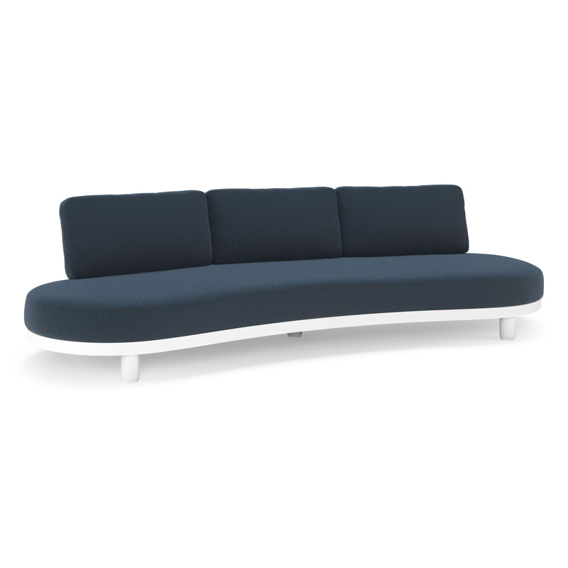 Donato loungebank in wit aluminium met All Weather Sunbrella® luxe Heritage Indigo kussen