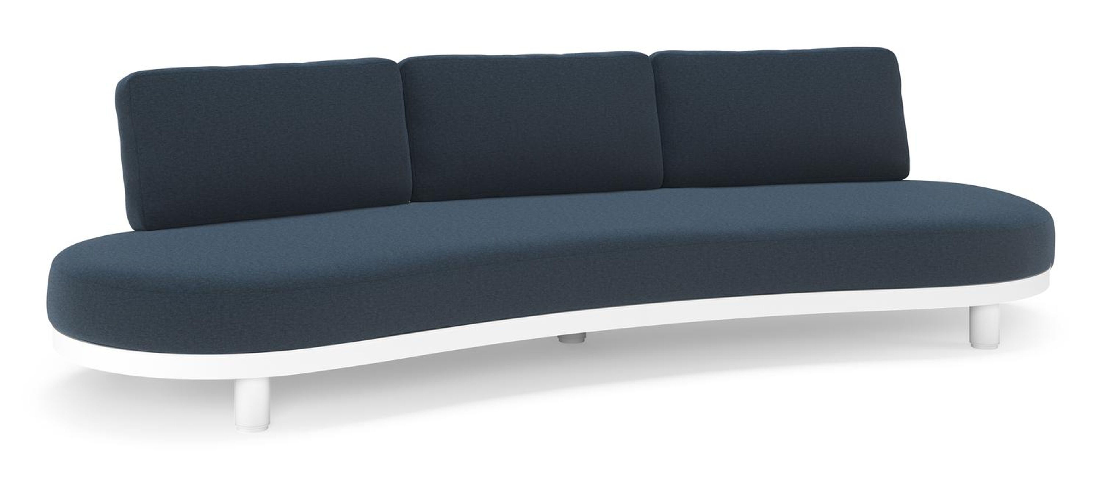 Donato loungebank in wit aluminium met All Weather Sunbrella® luxe Heritage Indigo kussen