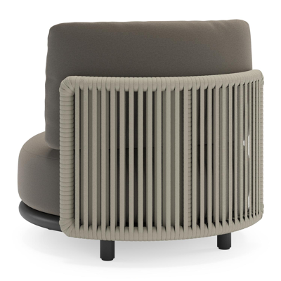 Lomano loungestoel in zwart aluminium en beige verticaal geweven luxe vlakke rope met Natte Carbon Beige all weather sunbrella® luxe