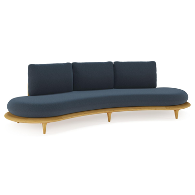 Bomero loungebank in teak met heritage indigo all weather sunbrella® luxe kussen