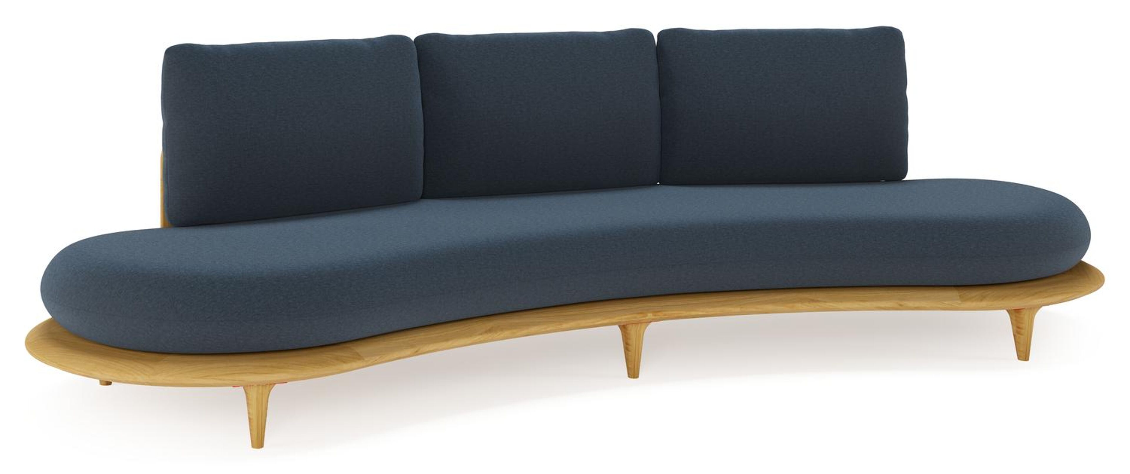 Bomero loungebank in teak met heritage indigo all weather sunbrella® luxe kussen