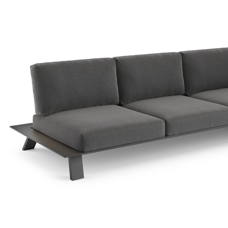 Cesano loungebank 3-zit in zwart aluminium met savane tornado all weather sunbrella® luxe kussen