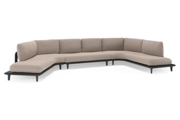 Boogvormige chaise longue rechts + 2-zit + chaise longue