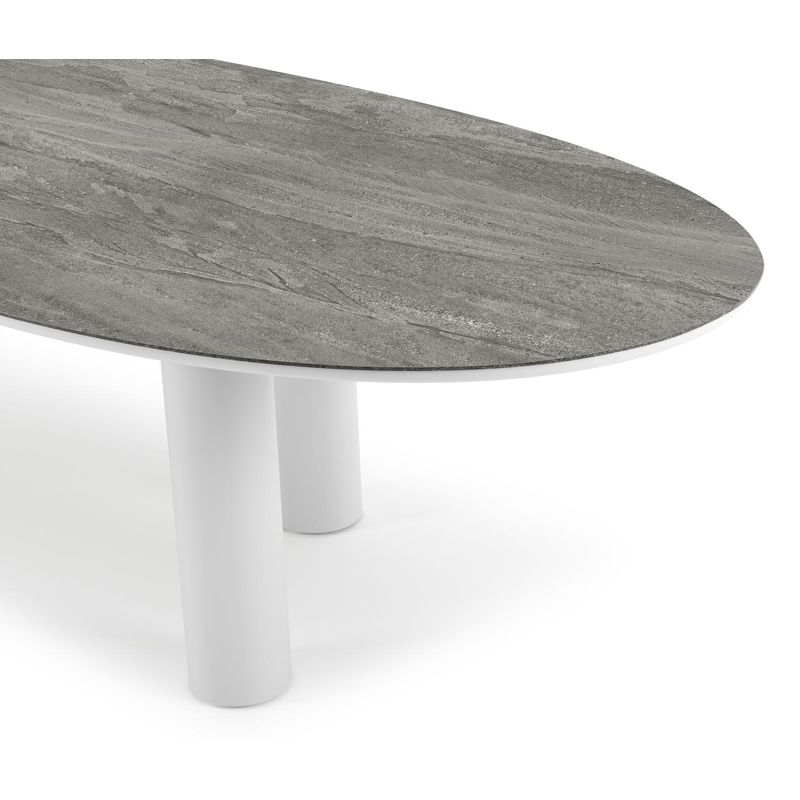 Organo tuintafel organisch in wit aluminium en volkeramiek Aspen Grey - L 320 x B 120 x H 74 cm