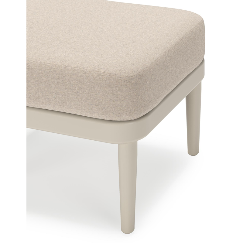 Orso poef in beige aluminium met Heritage Ash all weather sunbrella® luxe kussen