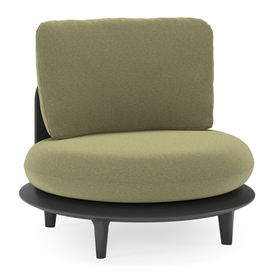 Bomero loungestoel in zwart aluminium met heritage leaf all weather sunbrella® luxe kussen