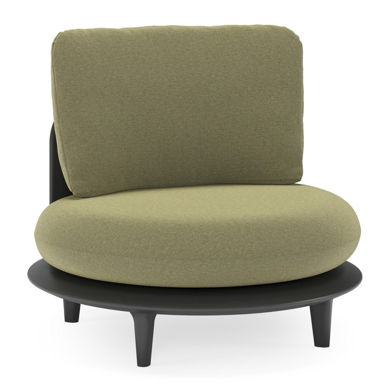 Bomero loungestoel in zwart aluminium met heritage leaf all weather sunbrella® luxe kussen