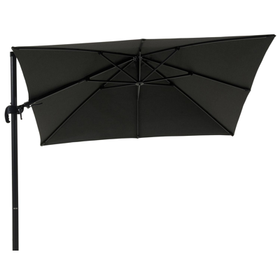 Avola zweefparasol met tiltfunctie in zwart aluminium met natte sooty all weather sunbrella® premium parasoldoek - L1 300 x L2 300 cm (zonder voet)