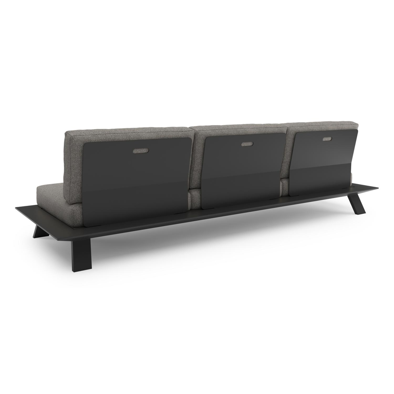 Cesano loungebank in zwart aluminium met tundra charcoal all weather Sunbrella® luxe kussen