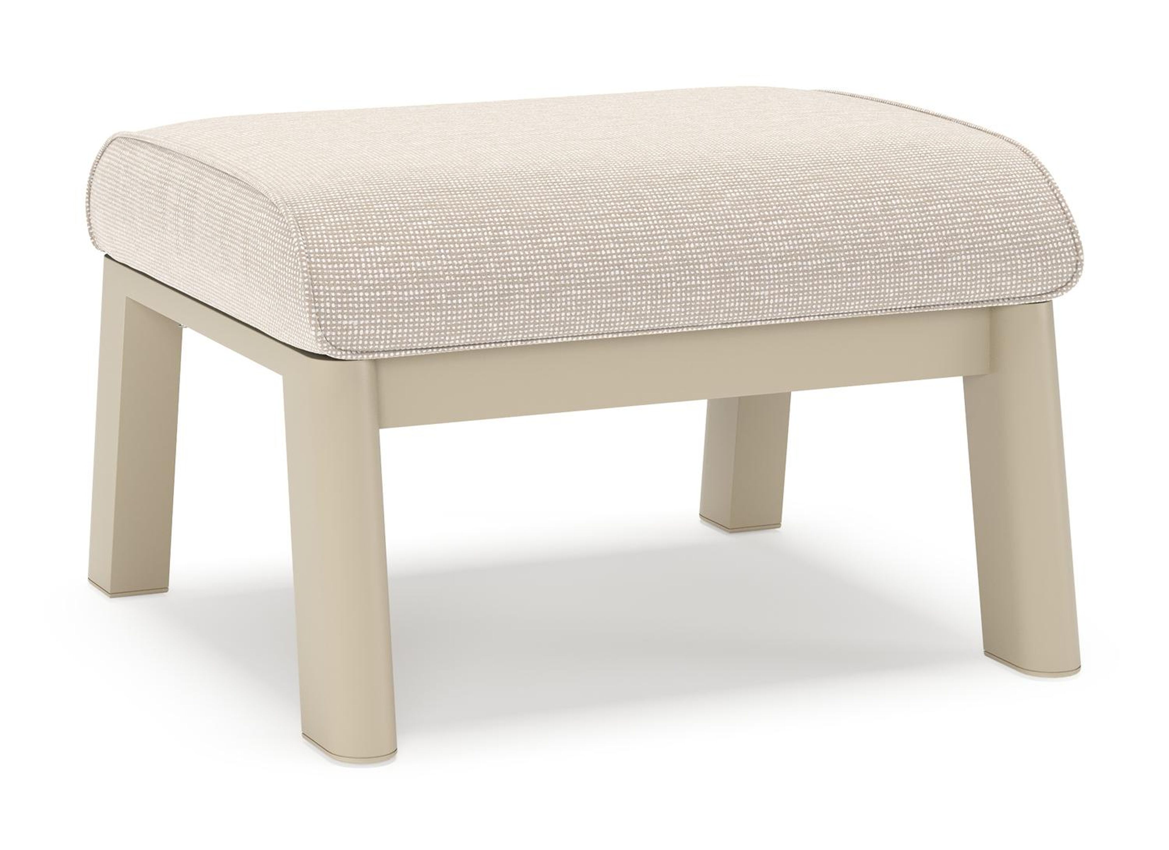 Cirello poef in beige aluminium met slow farafra all weather sunbrella® luxe kussen
