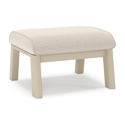 Cirello poef in beige aluminium met slow farafra all weather sunbrella® luxe kussen