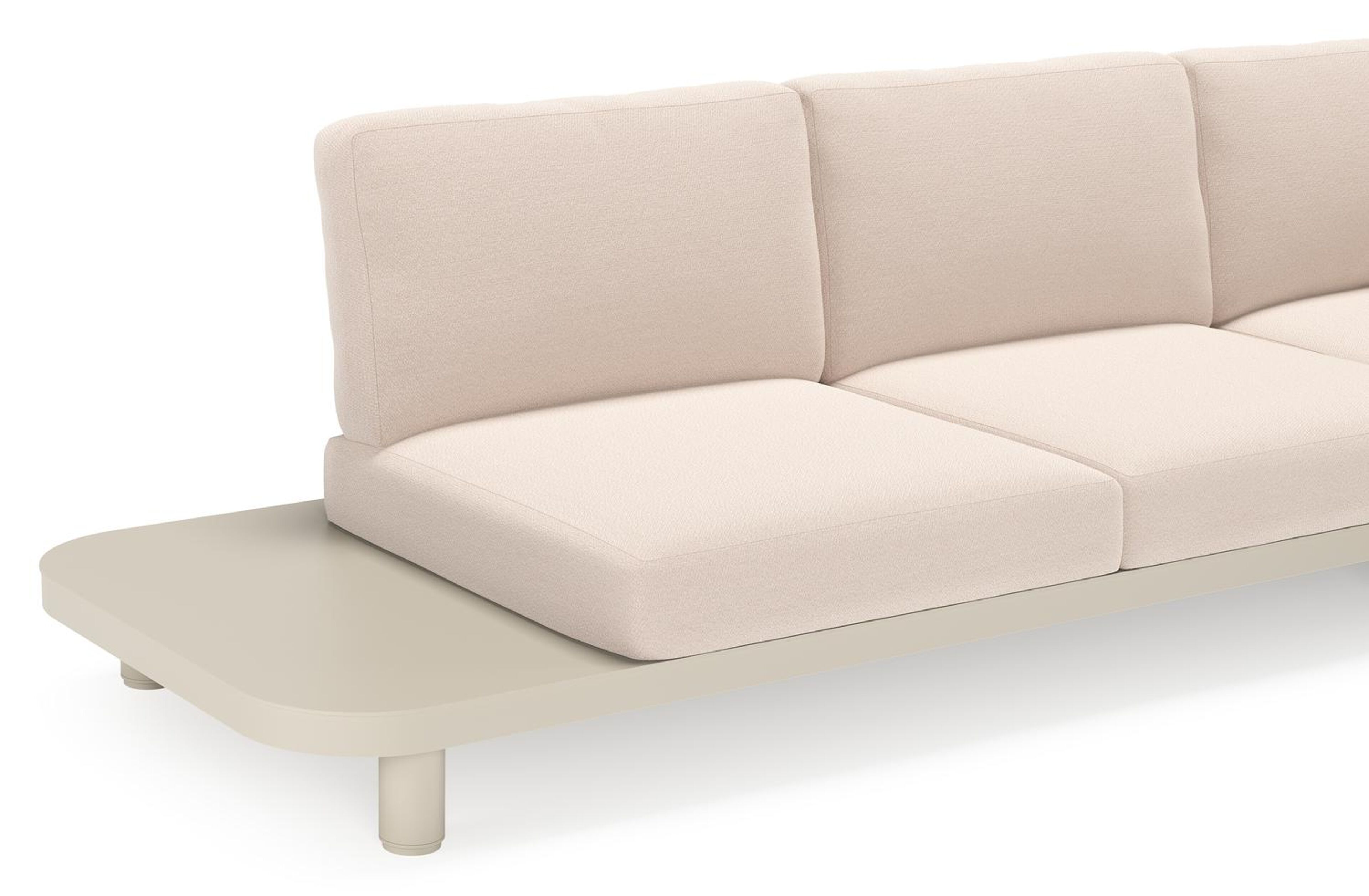 Salon de jardin d'angle Donato en aluminium beige et coussins en all weather sunbrella® luxe wander pilat