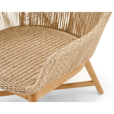 Borgo loungezetels in teak en wicker met kussens