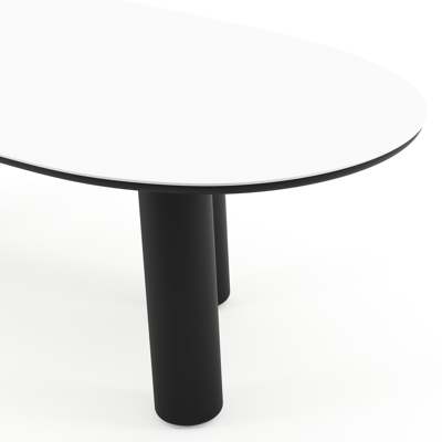 Amico tuintafel organisch in zwart aluminium en volkeramiek Arctic White - L 240 x B 110 x H 73.5 cm