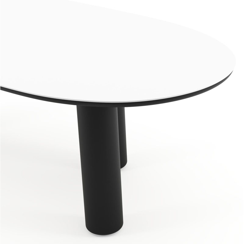 Amico tuintafel organisch in zwart aluminium en volkeramiek Arctic White - L 240 x B 110 x H 73.5 cm