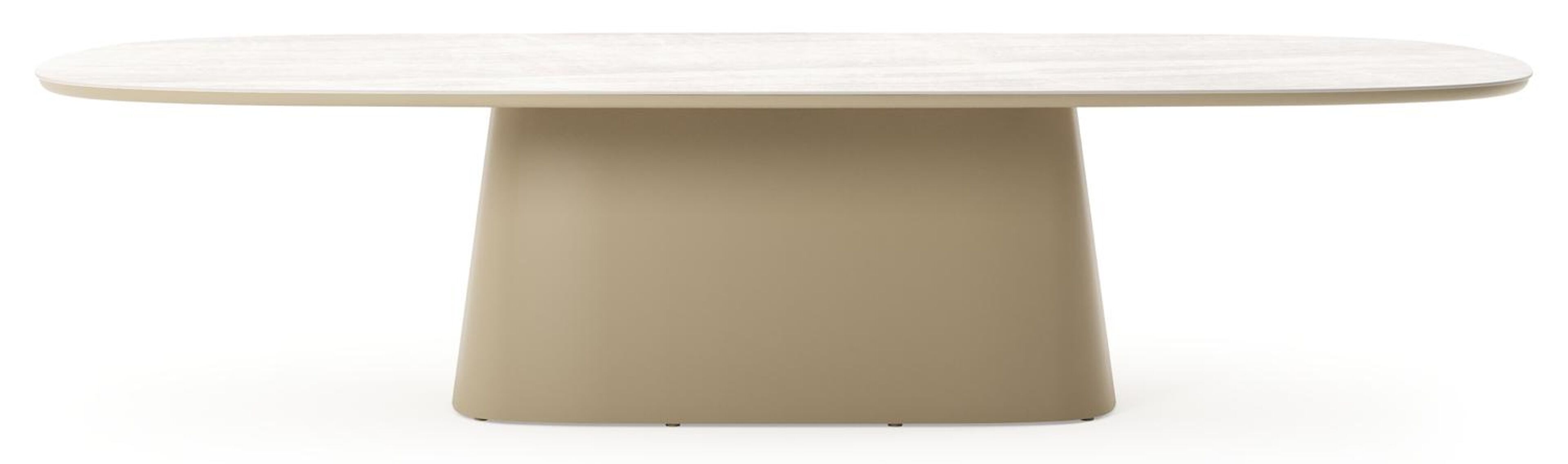 Table de jardin Amico bombo xl en aluminium beige et céramique pleine Taj Mahal - Lg. 320 x Lrg. 148 x Haut. 73.5 cm
