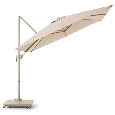 Parasol pendant Calpe en aluminium beige et toile de parasol Weather+ Softtouch beige - Lg.1 270 x Lg.2 270 cm avec pied de parasol Calpe 70 kg