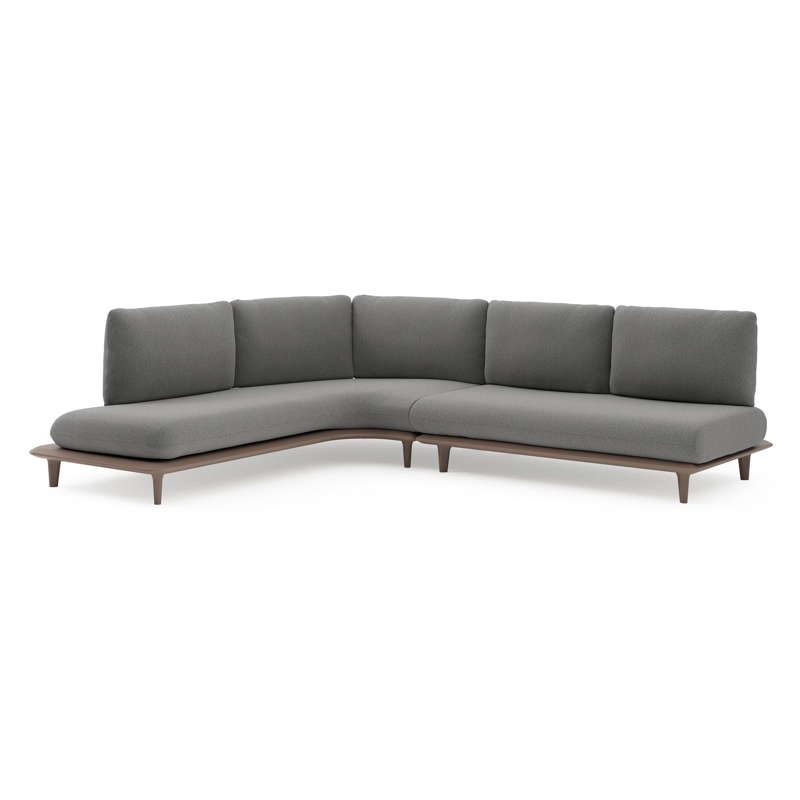 Bomero loungehoek in taupe aluminium met heritage slate all weather sunbrella® luxe kussen