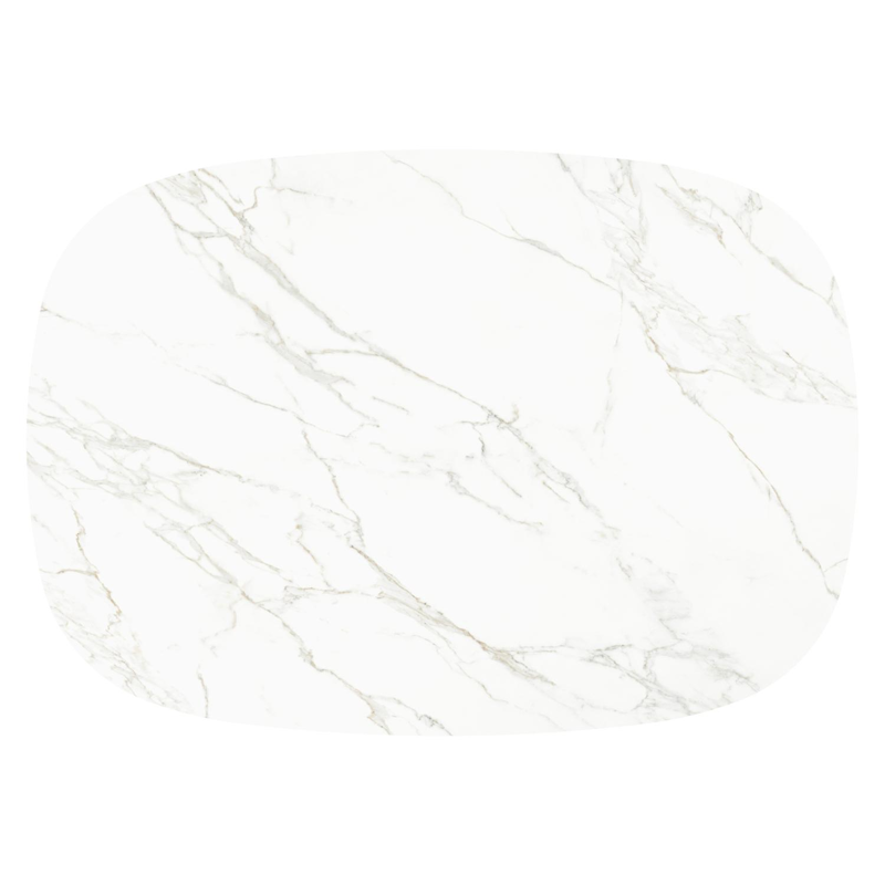 Table de jardin Amico bombo xl en aluminium blanc et céramique pleine Calacatta - Lg. 210 x Lrg. 148 x Haut. 74 cm
