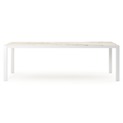 Como tuintafel rechthoekig in wit aluminium en volkeramiek colorado dunes - L 240 x B 100 x H 75 cm