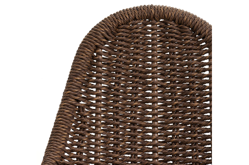 Pagino barstoel in wit aluminium en bruin ronde wicker met kussen in savane nimbus all weather sunbrella® luxe