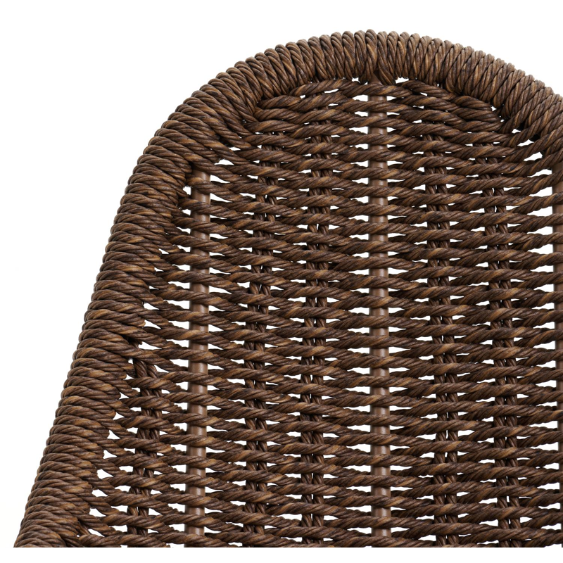 Pagino barkruk in wit aluminium en bruin ronde wicker met kussen in savane nimbus all weather sunbrella® luxe