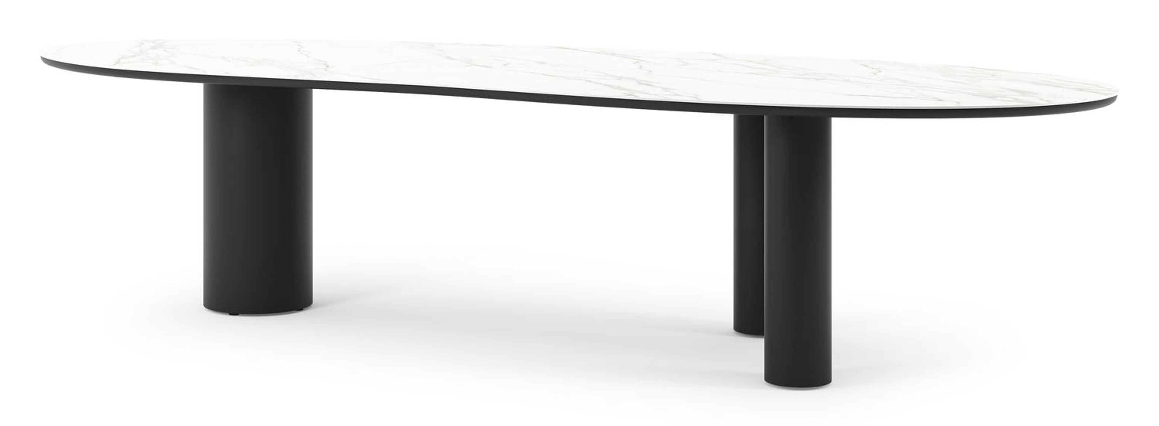 Organo tuintafel organisch in zwart aluminium en volkeramiek Calacatta - L 320 x B 120 x H 74 cm