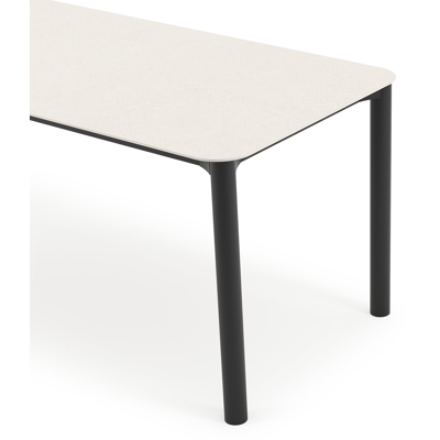 Orso tuintafel rechthoekig afgerond in zwart aluminium en volkeramiek beige - L 180 x B 80 x H 75 cm