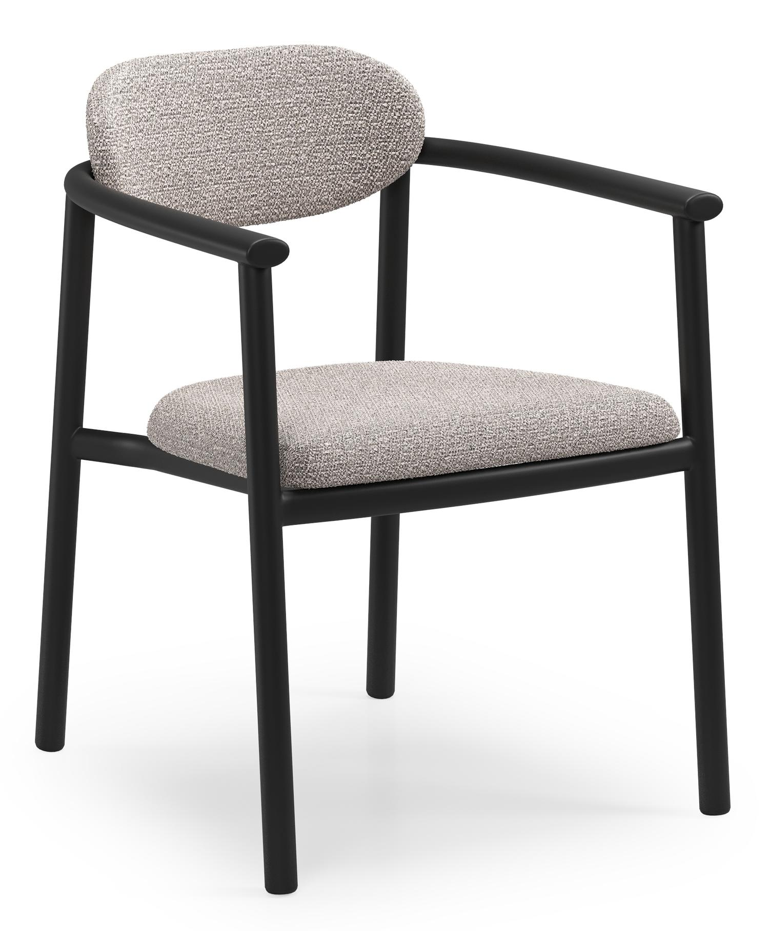 Chaise de jardin Ravo en aluminium noir et coussin en All Weather Sunbrella Luxe Wander Granite