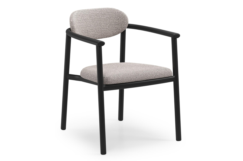 Ravo tuinstoel zwart in aluminium met All Weather Sunbrella Luxe Wander Granite kussen