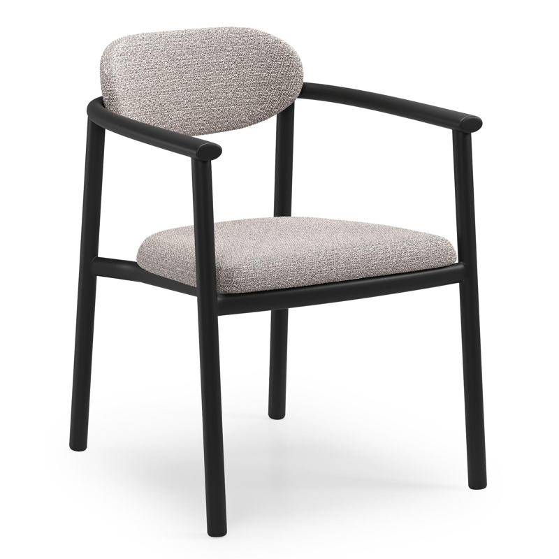 Chaise de jardin Ravo en aluminium noir et coussin en All Weather Sunbrella Luxe Wander Granite