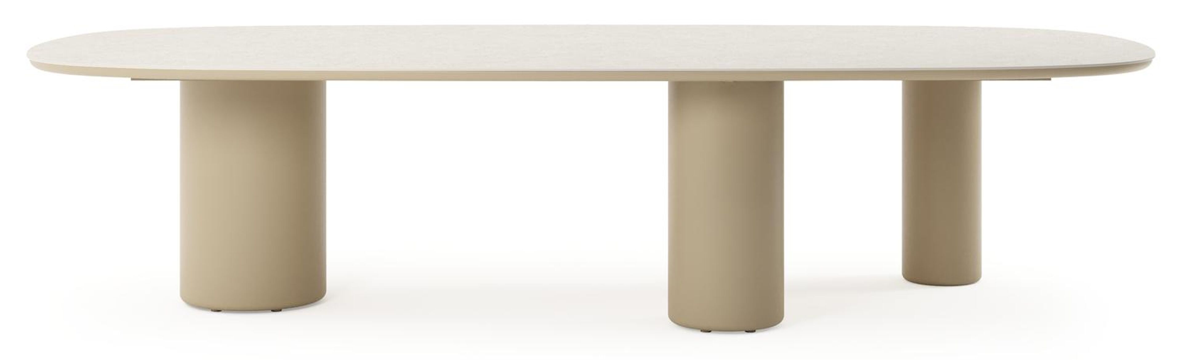 Amico tuintafel bombo xl in beige aluminium en volkeramiek Shilin - L 320 x B 148 x H 74 cm